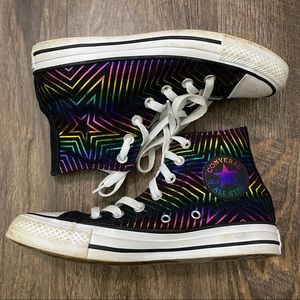 6.5W Rainbow Metallic Hightop Converse All Stars Lace Up Sneakers